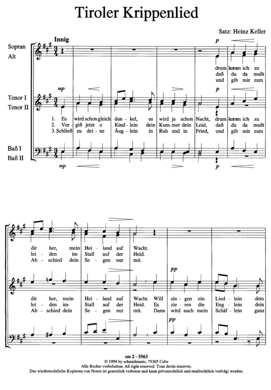 Product picture to: Tiroler Krippenlied Weihnachtslied