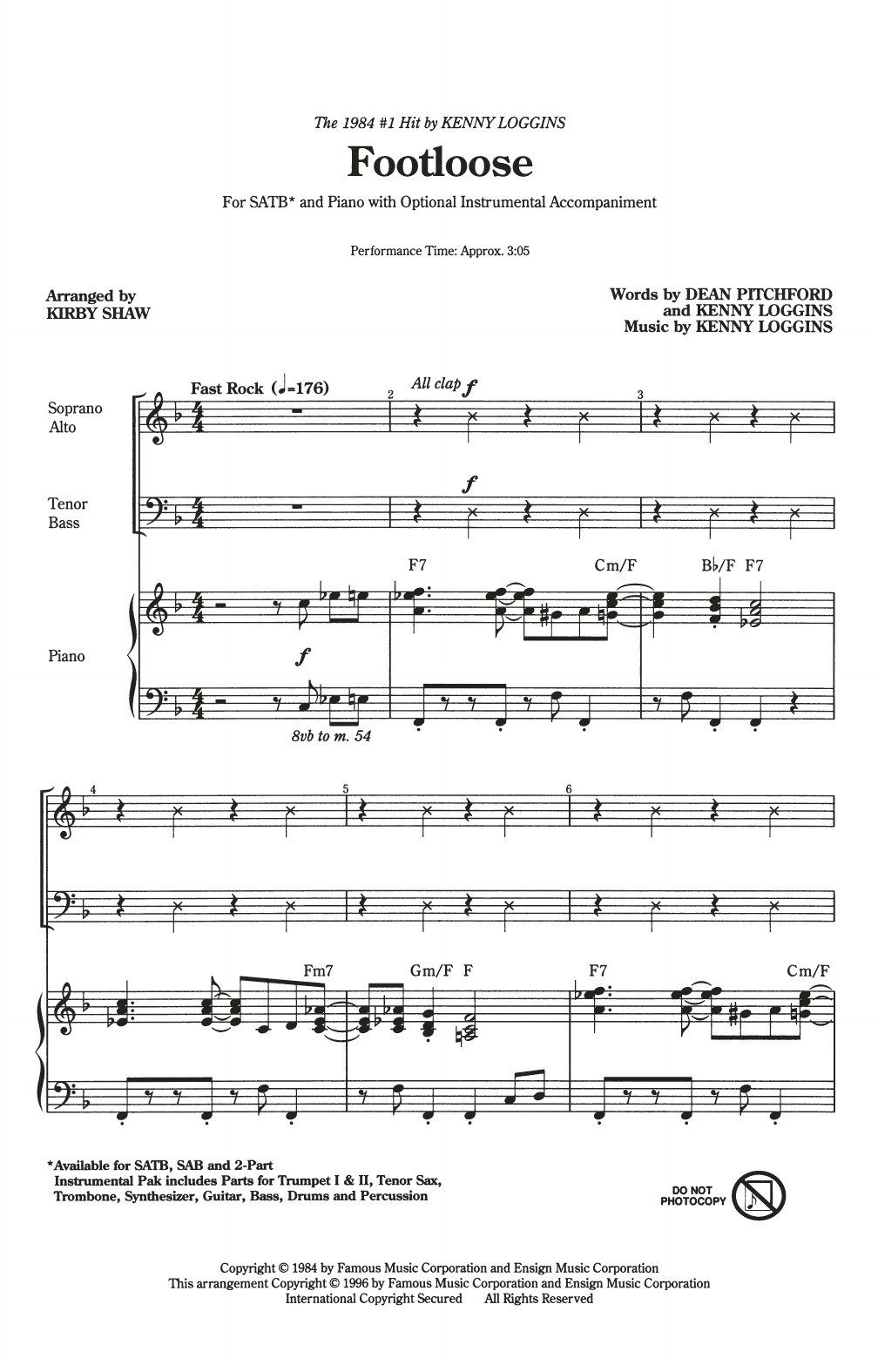 Product picture to: Footloose (arr. Kirby Shaw)