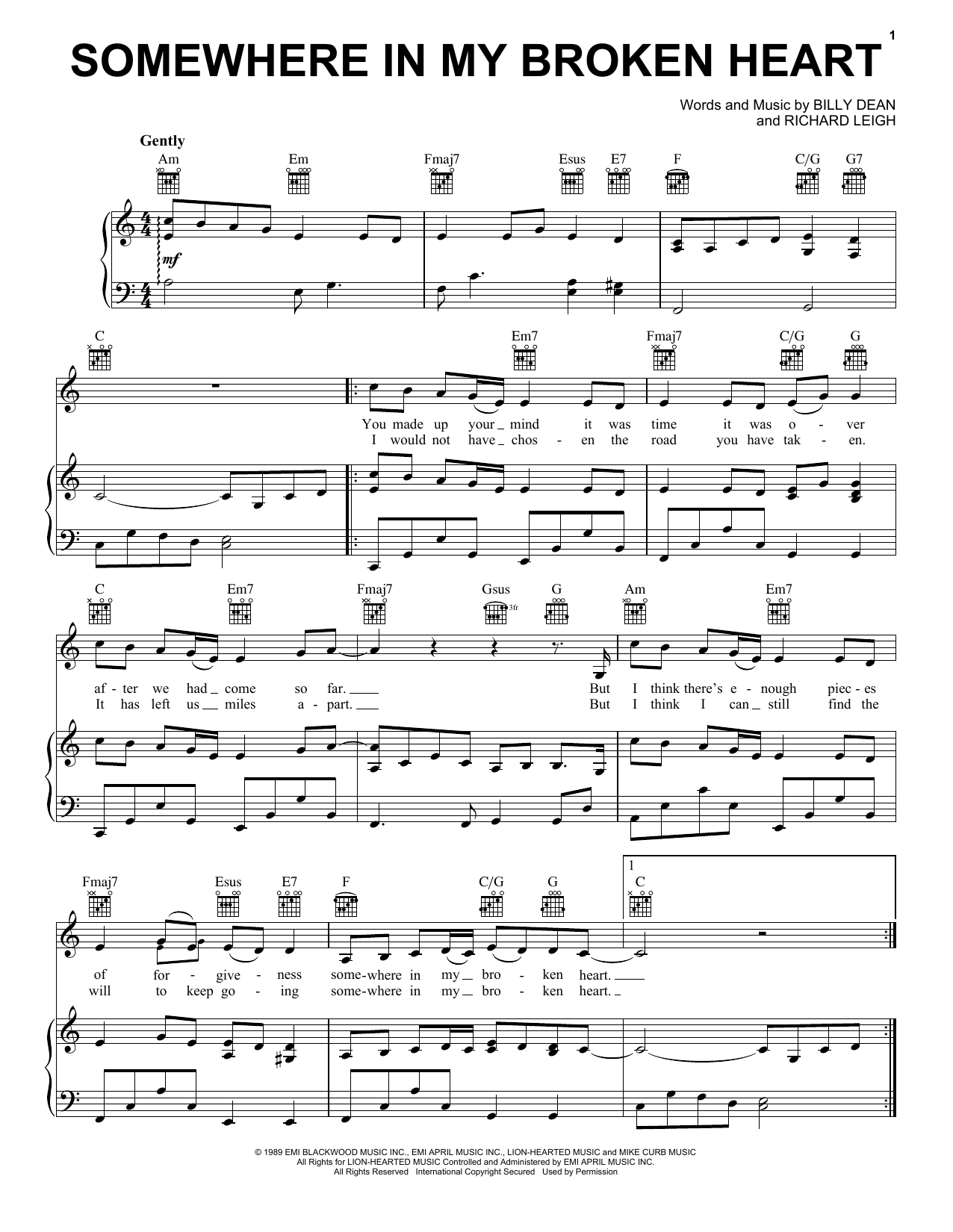 Produktbild zu:  Somewhere In My Broken Heart - Billy Dean