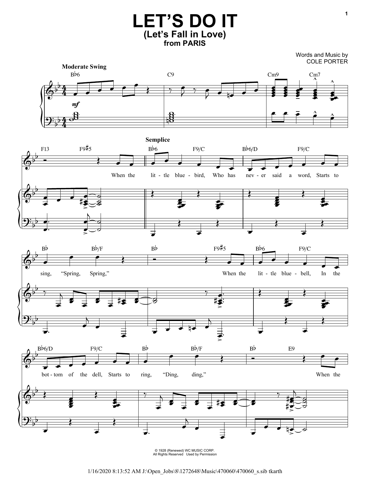 Product picture to: Let's Do It (Let's Fall In Love) [Jazz version] (from Paris) (arr. Brent Edstrom)