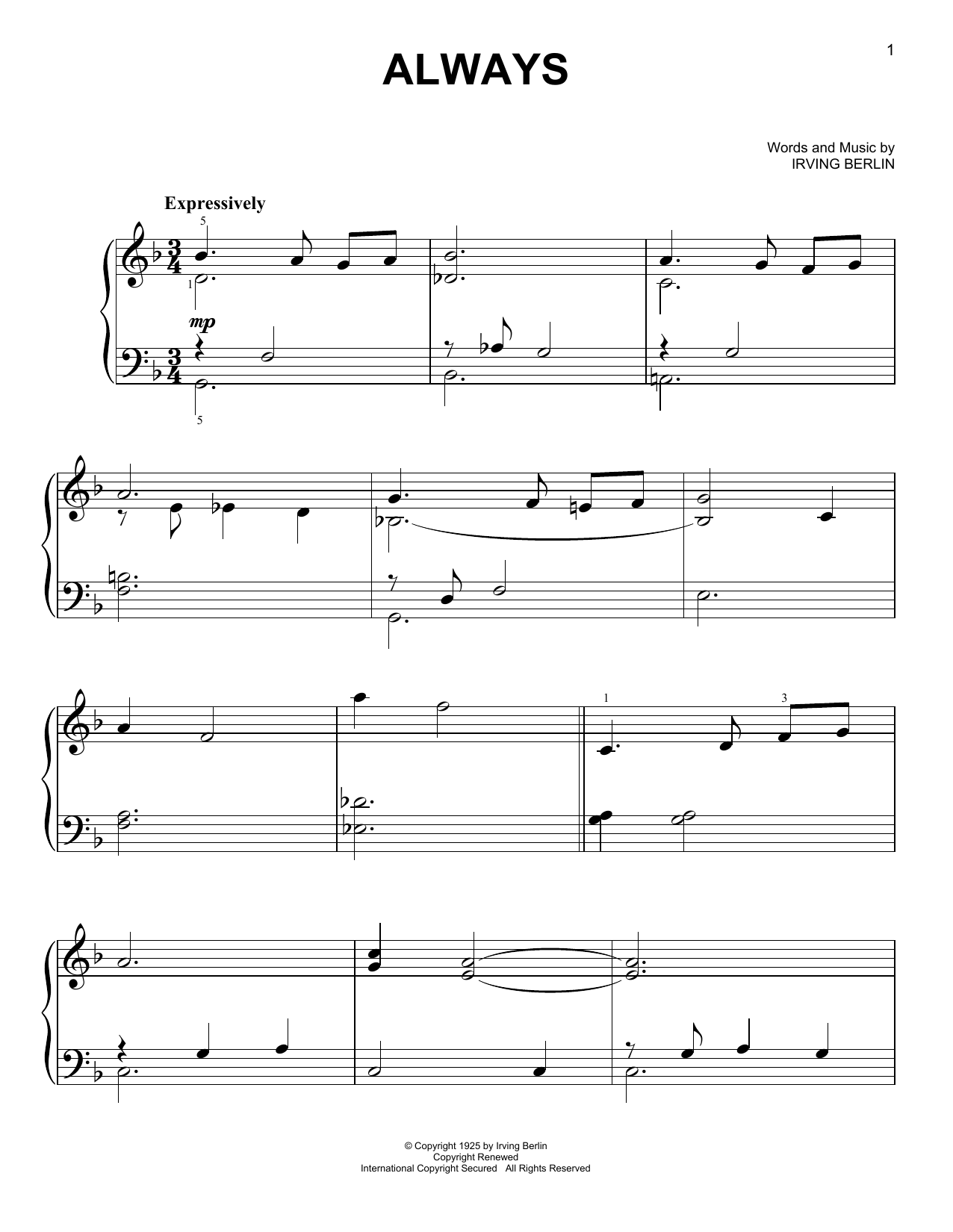 Produktgalerie: Seite 1 von 1 Always, Irving Berlin, Klavier