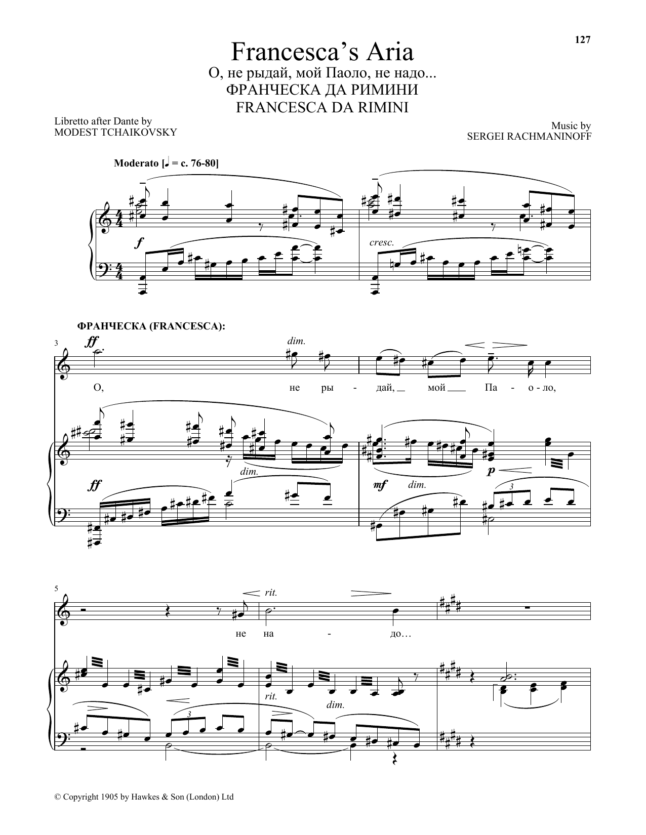 Product picture to: Francesca's Aria (from Francesca da Rimini)