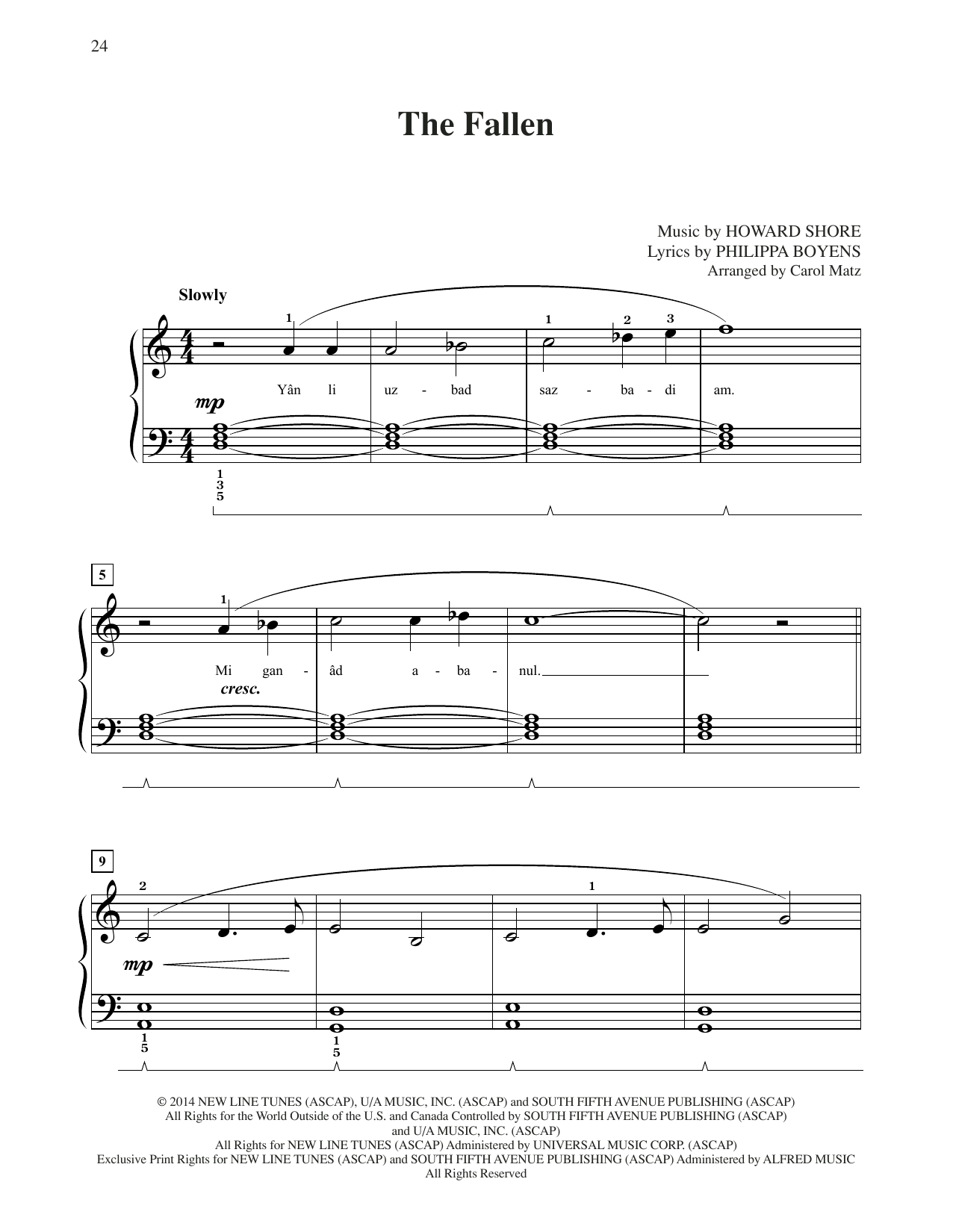 Produktbild zu: The Fallen (from The Hobbit: The Battle of the Five Armies) (arr. Carol Matz)