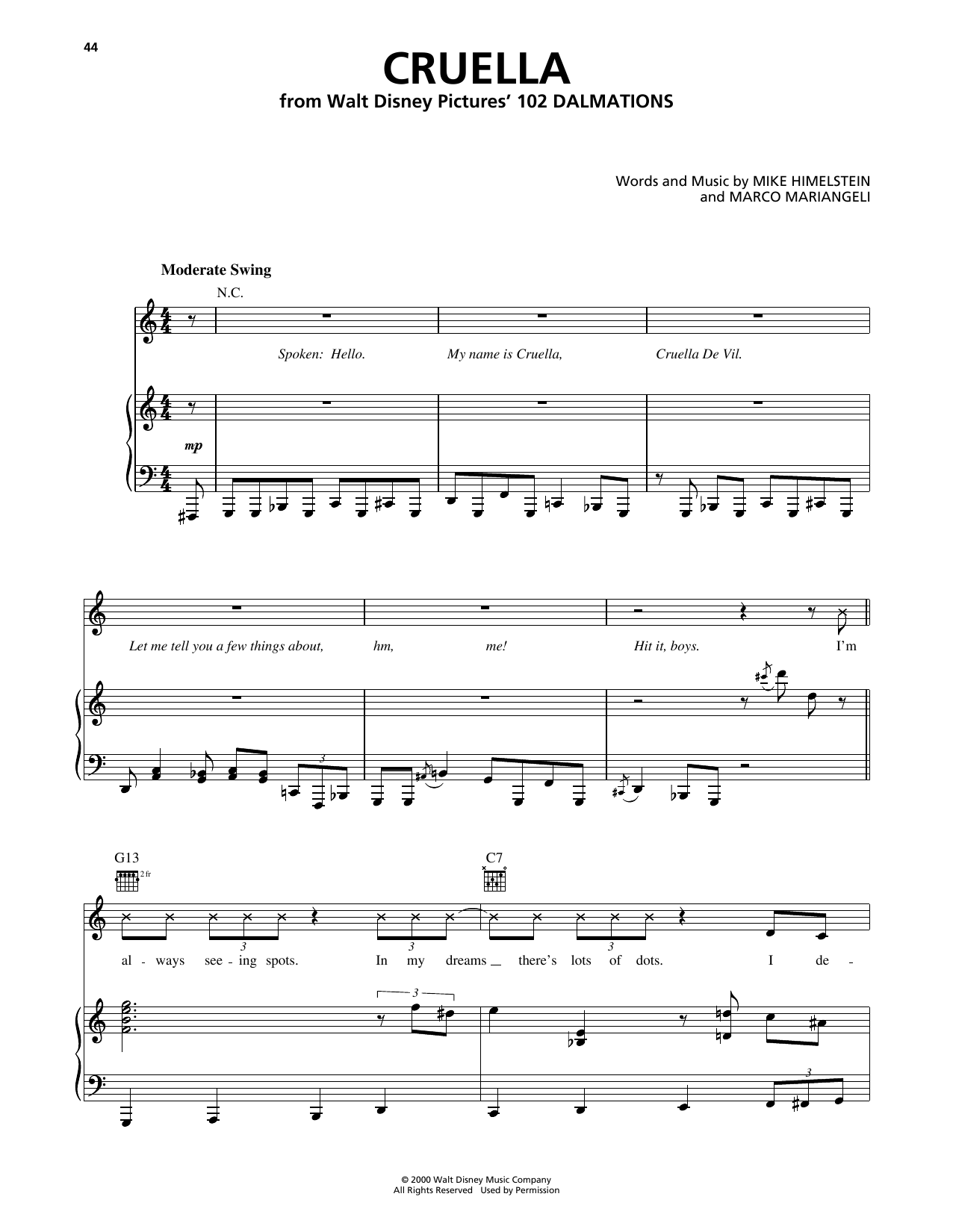 Produktgalerie: Seite 1 von 1 Cruella (from 101 Dalmatians), Mike Himelstein, Gesang, Gitarre, Klavier