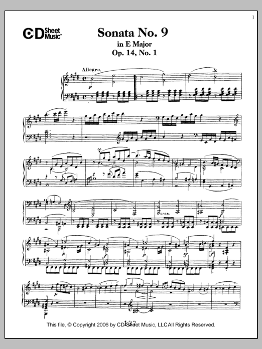 Produktbild zu:  Sonata No. 9 In E Major, Op. 14, No. 1 - Ludwig van Beethoven
