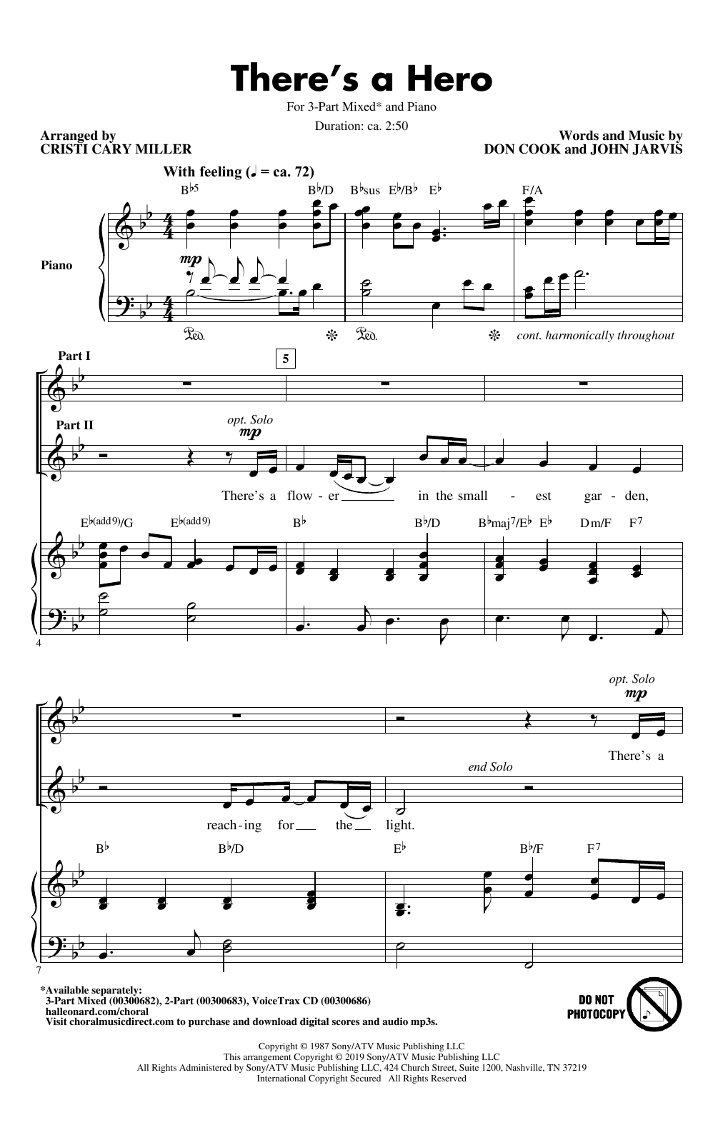 Produktbild zu: There's A Hero (arr. Cristi Cary Miller)