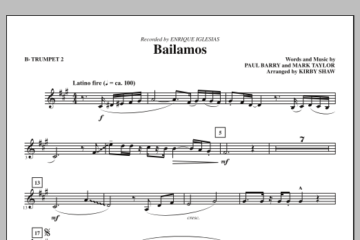 Product gallery: Page 1 of 1 Bailamos - Bb Trumpet 2, Kirby Shaw