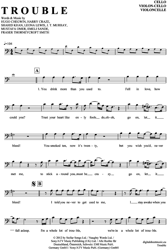 Produktgalerie: Seite 1 von 4 Trouble , Lewis, Leona, (Violon-Cello)