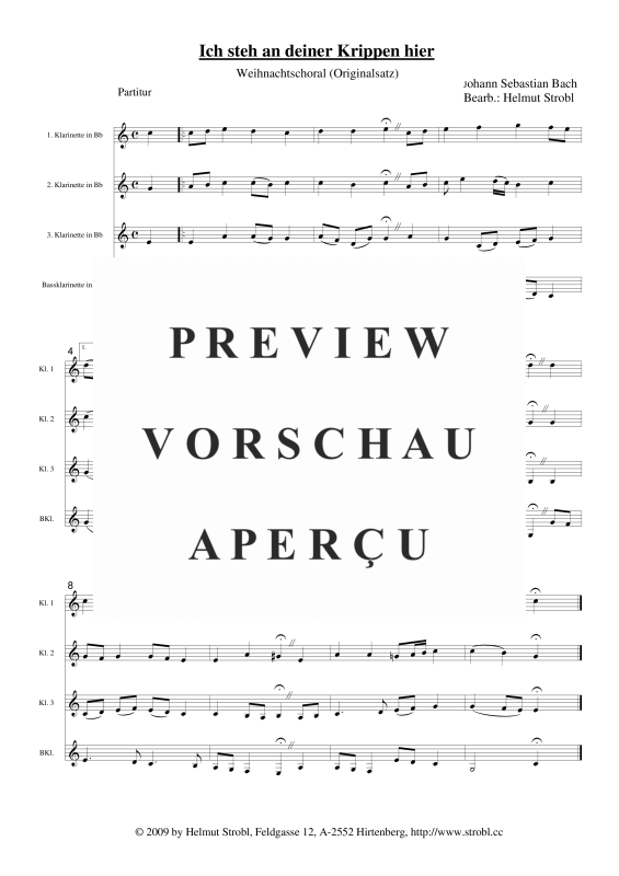 gallery: Ich steh an deiner Krippen hier, , Klarinettenquartett