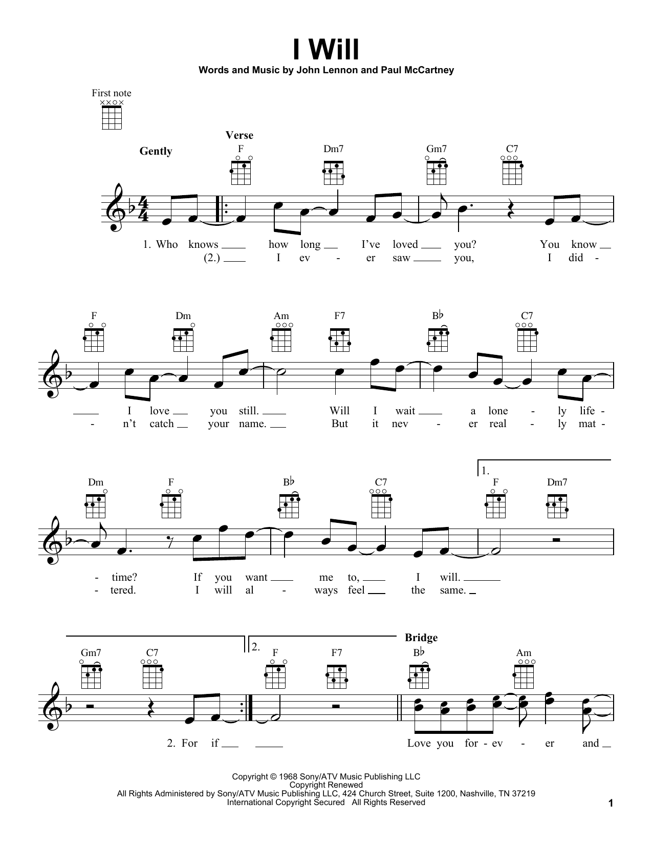 Product gallery: Page 1 of 1 I Will, The Beatles
