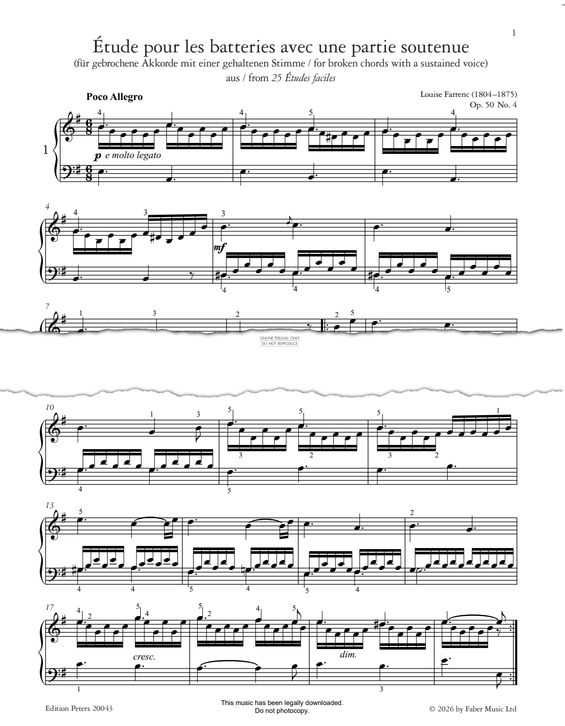 Produktgalerie: Seite 1 von 1 Étude No. 4 (Op. 50), Louise Farrenc, Klavier