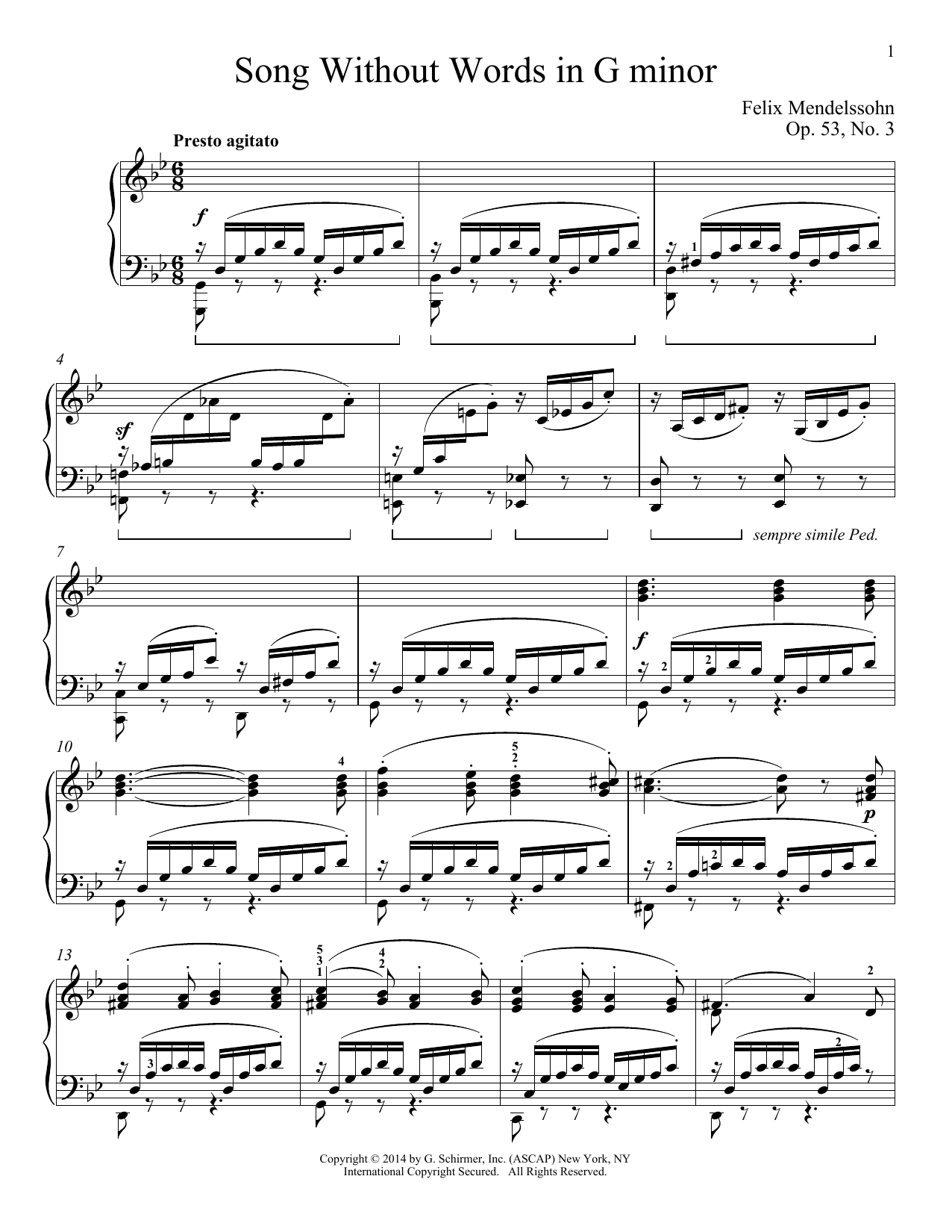 Product picture to: Song Without Words In G Minor, Op. 53, No. 3