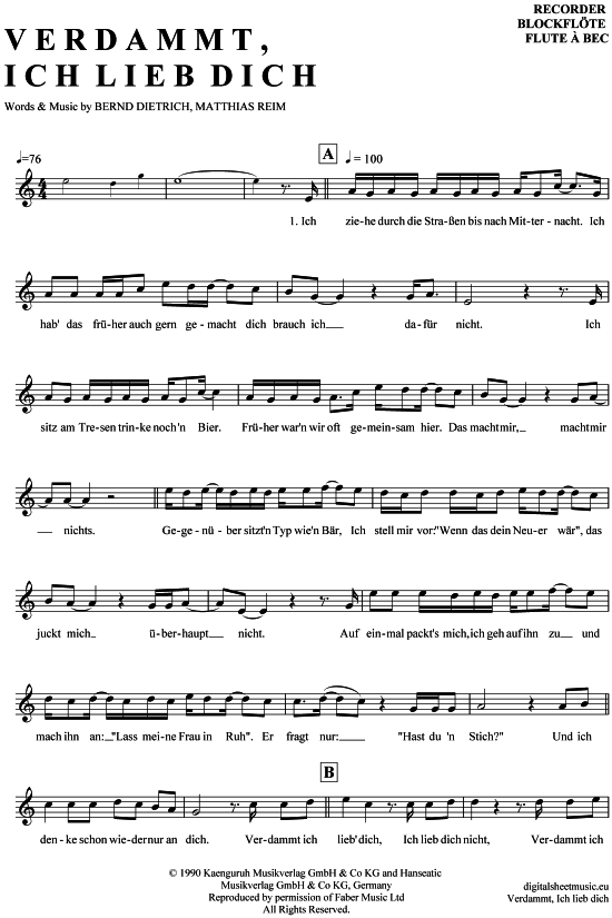 Product gallery: Page 1 of 4 Verdammt ich lieb dich , Reim, Matthias, (recorder)