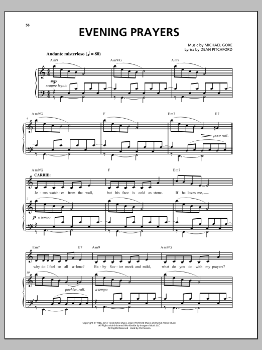 Produktbild zu: Evening Prayers (from Carrie The Musical)