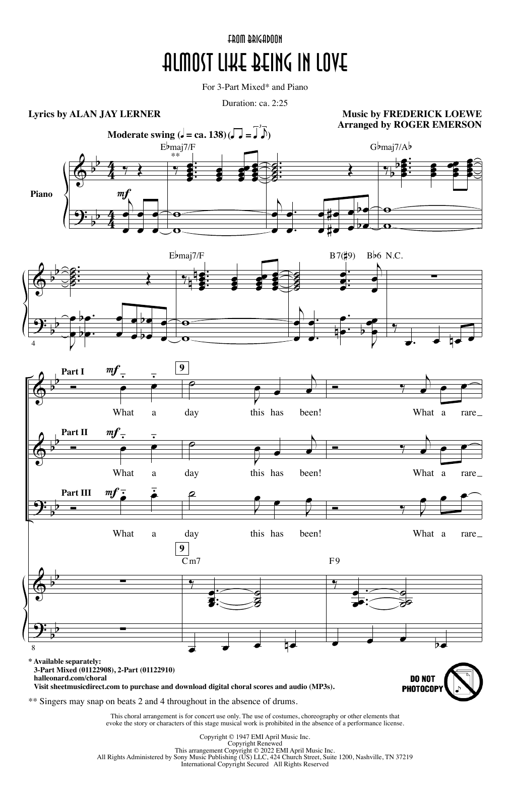 Produktbild zu: Almost Like Being In Love (from Brigadoon) (arr. Roger Emerson)