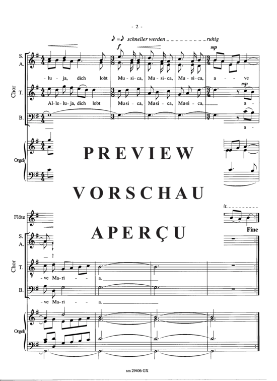 Product gallery: Page 3 of 3 Ave Maria, dich lobt Musica , , (solo, flute, mixed choir + organ)