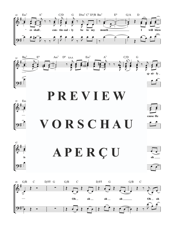 gallery: I Will Bless the Lord, , Gemischter Chor SAM/Solo opt. und Klavier