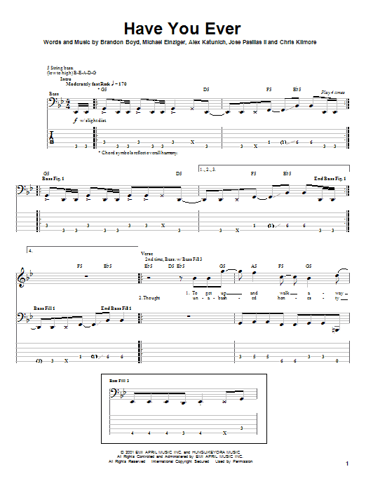 Produktgalerie: Seite 1 von 1 Have You Ever, Incubus, E-Bass