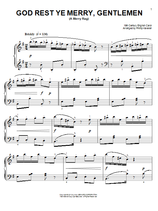 Product gallery: Page 1 of 1 God Rest Ye Merry, Gentlemen [Ragtime version] (arr. Phillip Keveren), 19th Century English Carol