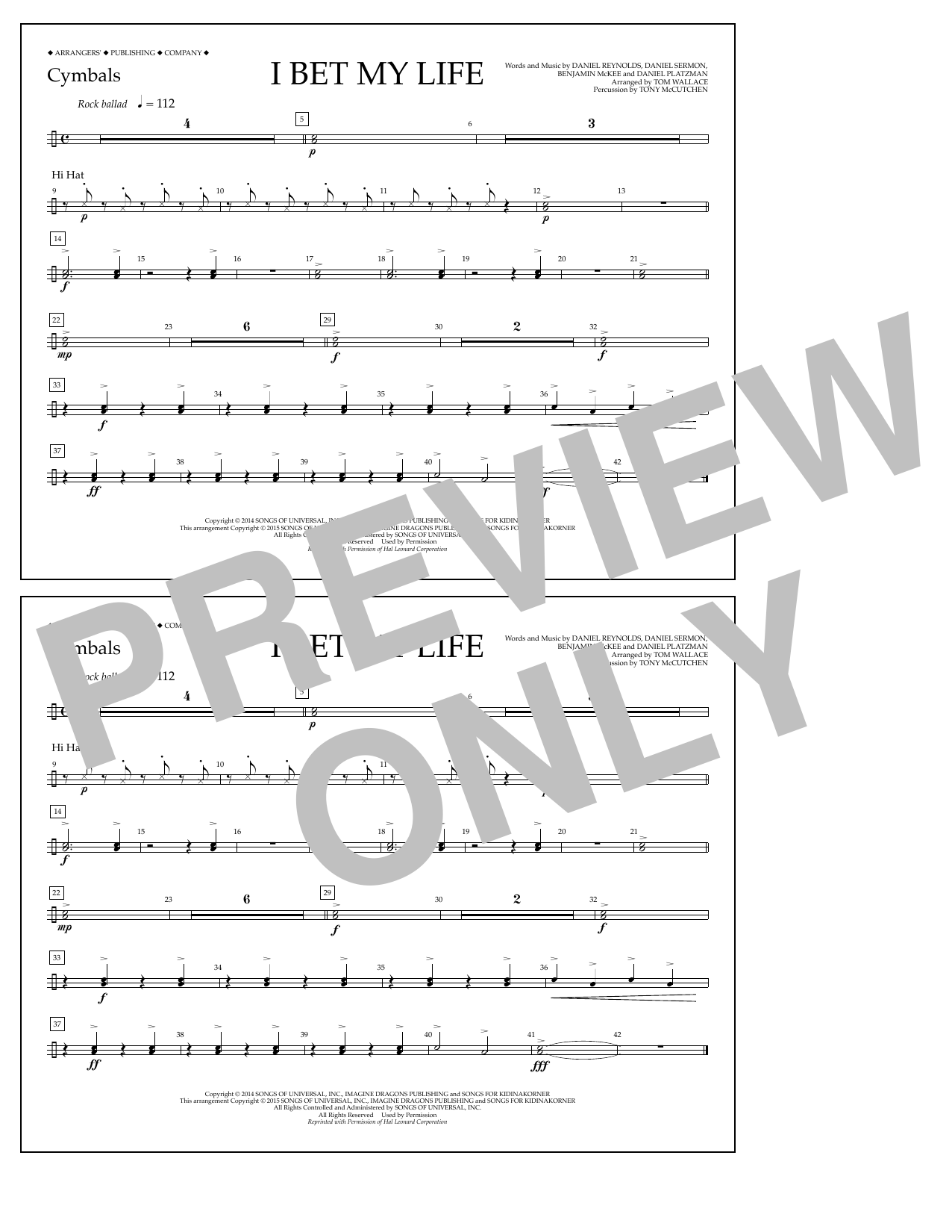 Produktgalerie: Seite 1 von 1 I Bet My Life - Cymbals, Tom Wallace, Ensemble