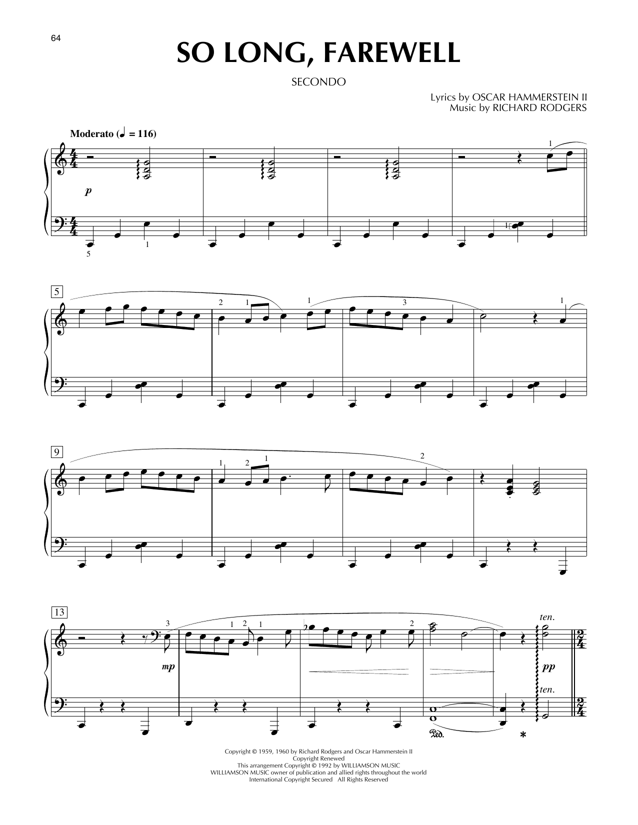 Produktgalerie: Seite 1 von 1 So Long, Farewell (from The Sound Of Music), Rodgers & Hammerstein, Klavier