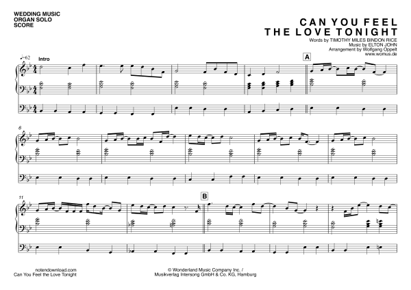Produktgalerie: Seite 1 von 7 Can You Feel The Love Tonight, John Elton, Orgel Solo