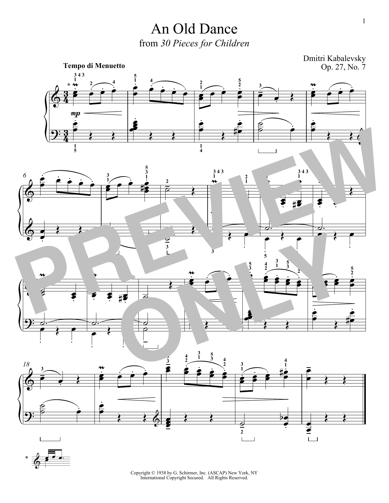 Produktbild zu: An Old Dance, Op. 27, No. 7