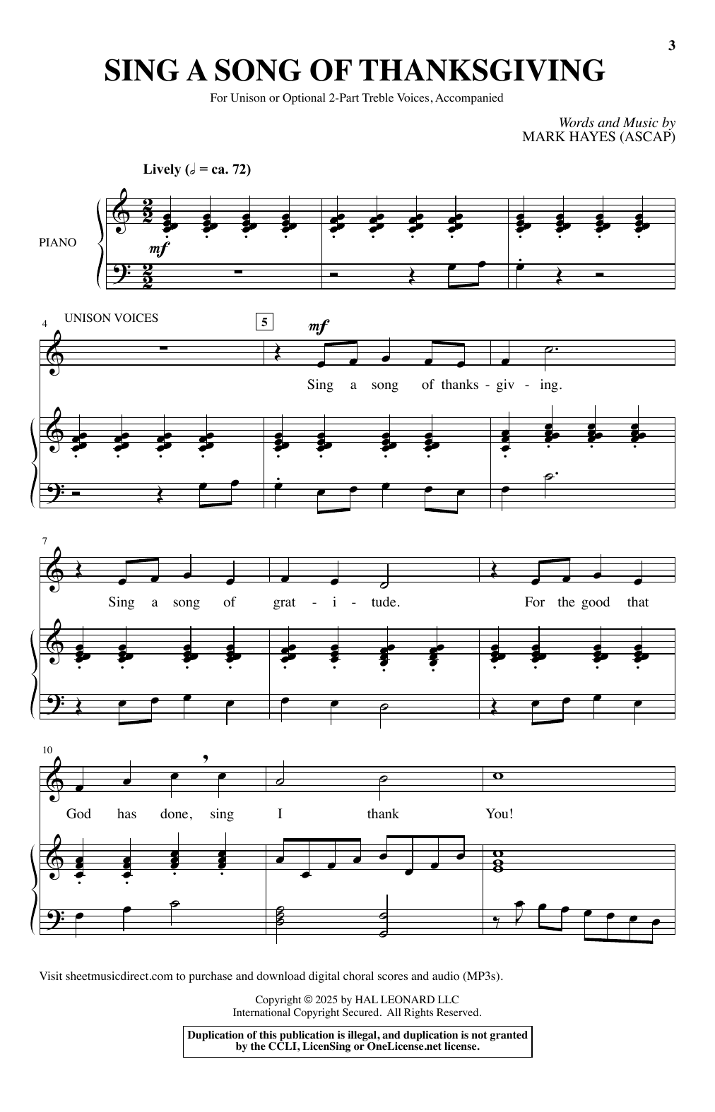 Produktgalerie: Seite 1 von 1 Sing A Song Of Thanksgiving, Mark Hayes, Chor