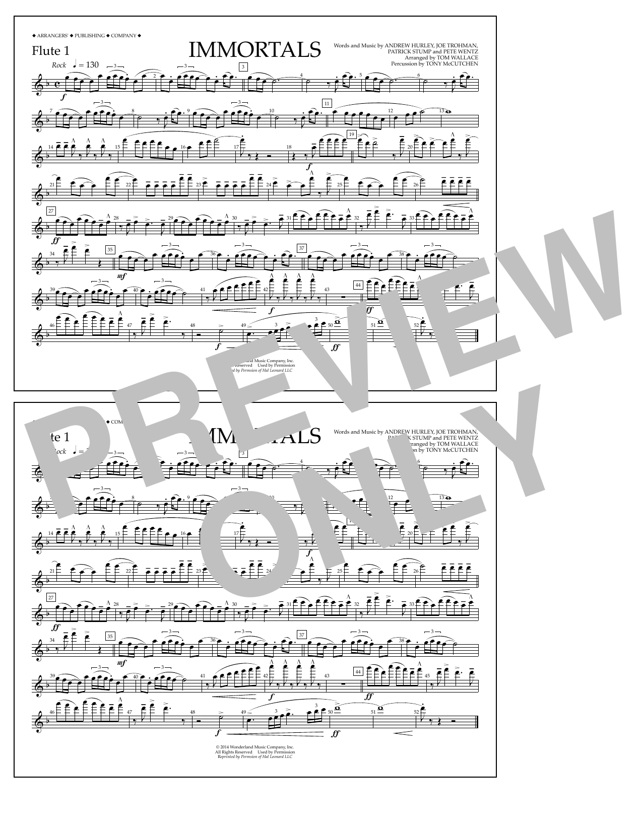 Produktbild zu: Immortals (from Big Hero 6) (arr. Tom Wallace) - Flute 1