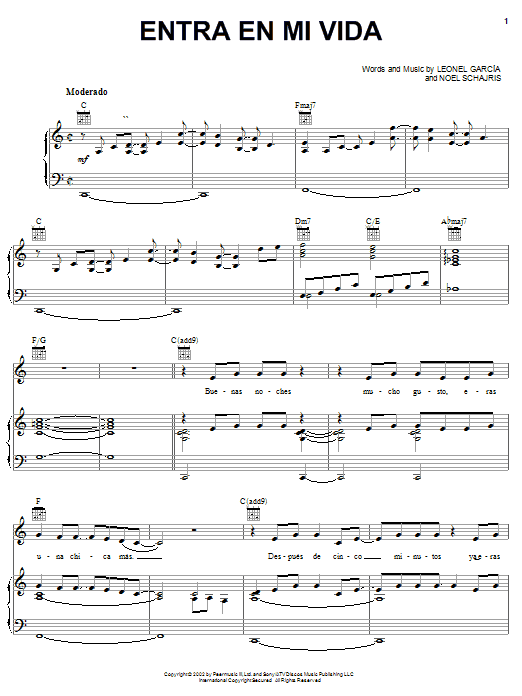 Produktgalerie: Seite 1 von 1 Entra en mi vida, Leonel Garcia, Gesang, Gitarre, Klavier