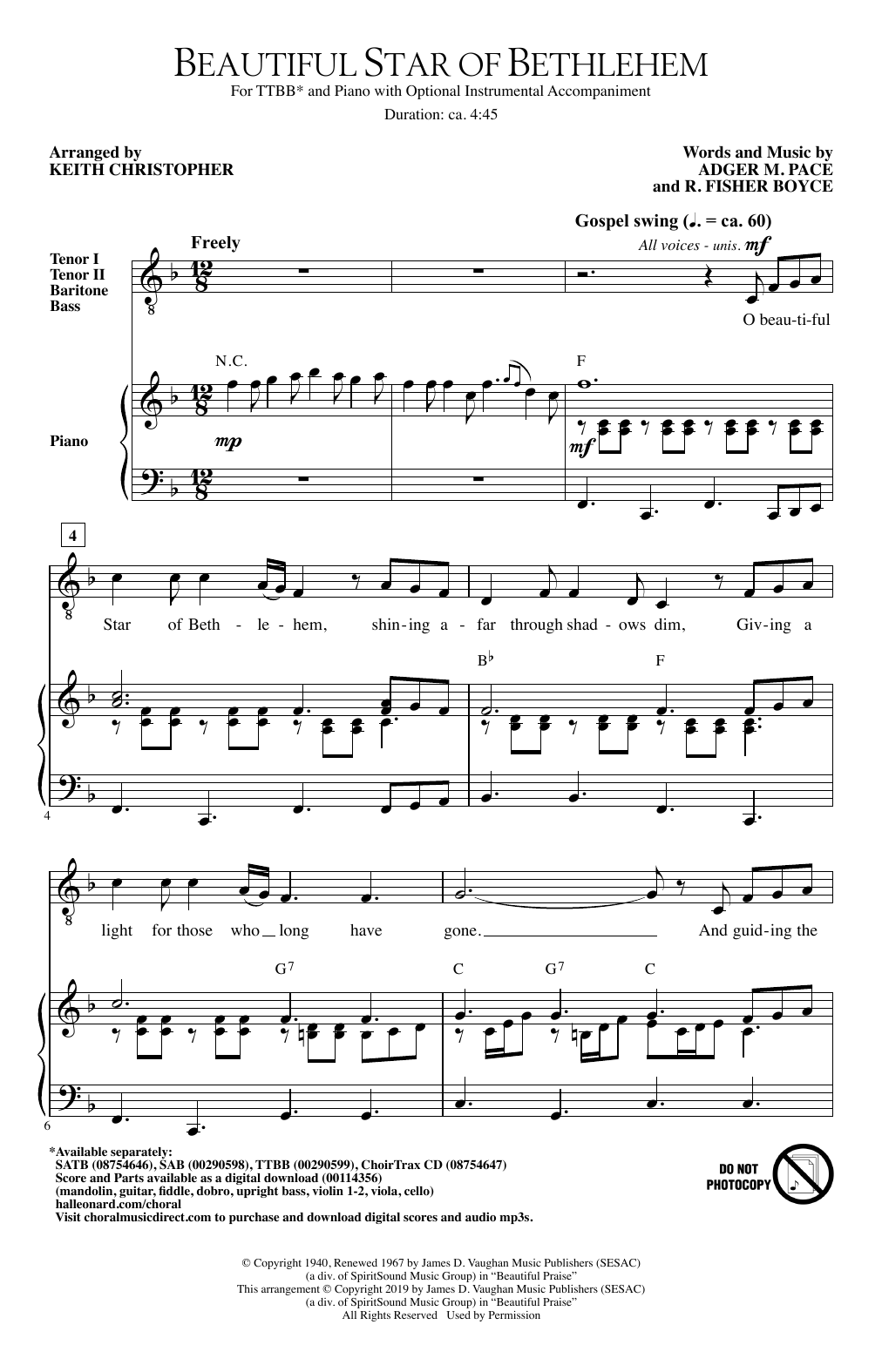 Produktbild zu: Beautiful Star Of Bethlehem (arr. Keith Christopher)