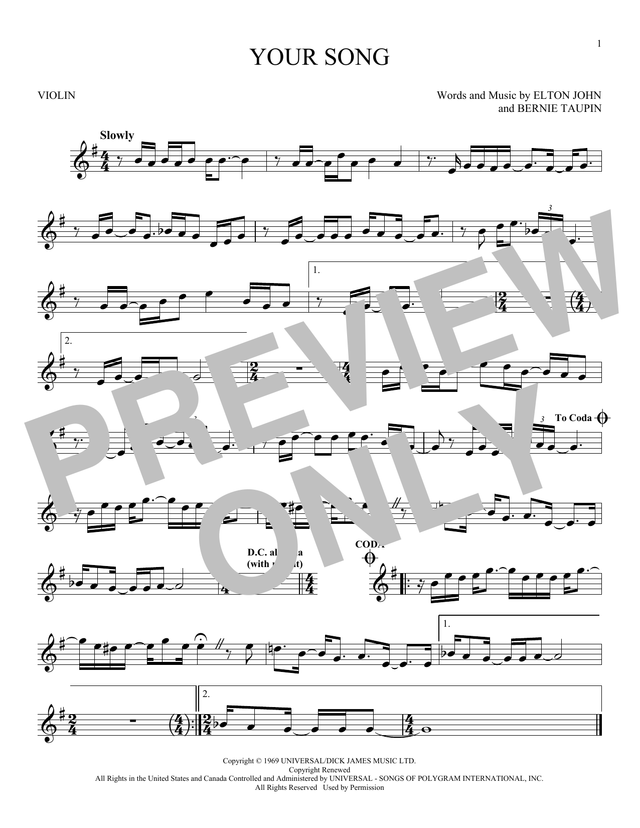 Product gallery: Page 1 of 1 Your Song, Elton John