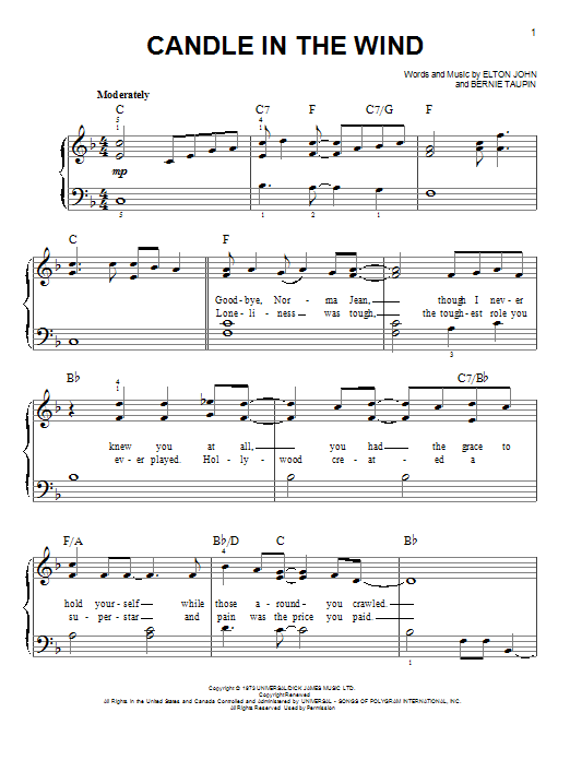 Produktgalerie: Seite 1 von 1 Candle In The Wind, Elton John, Klavier