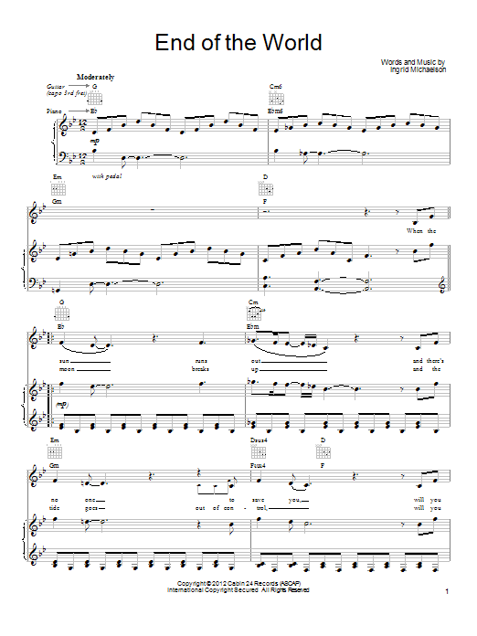 Produktgalerie: Seite 1 von 1 End Of The World, Ingrid Michaelson, Gesang, Gitarre, Klavier