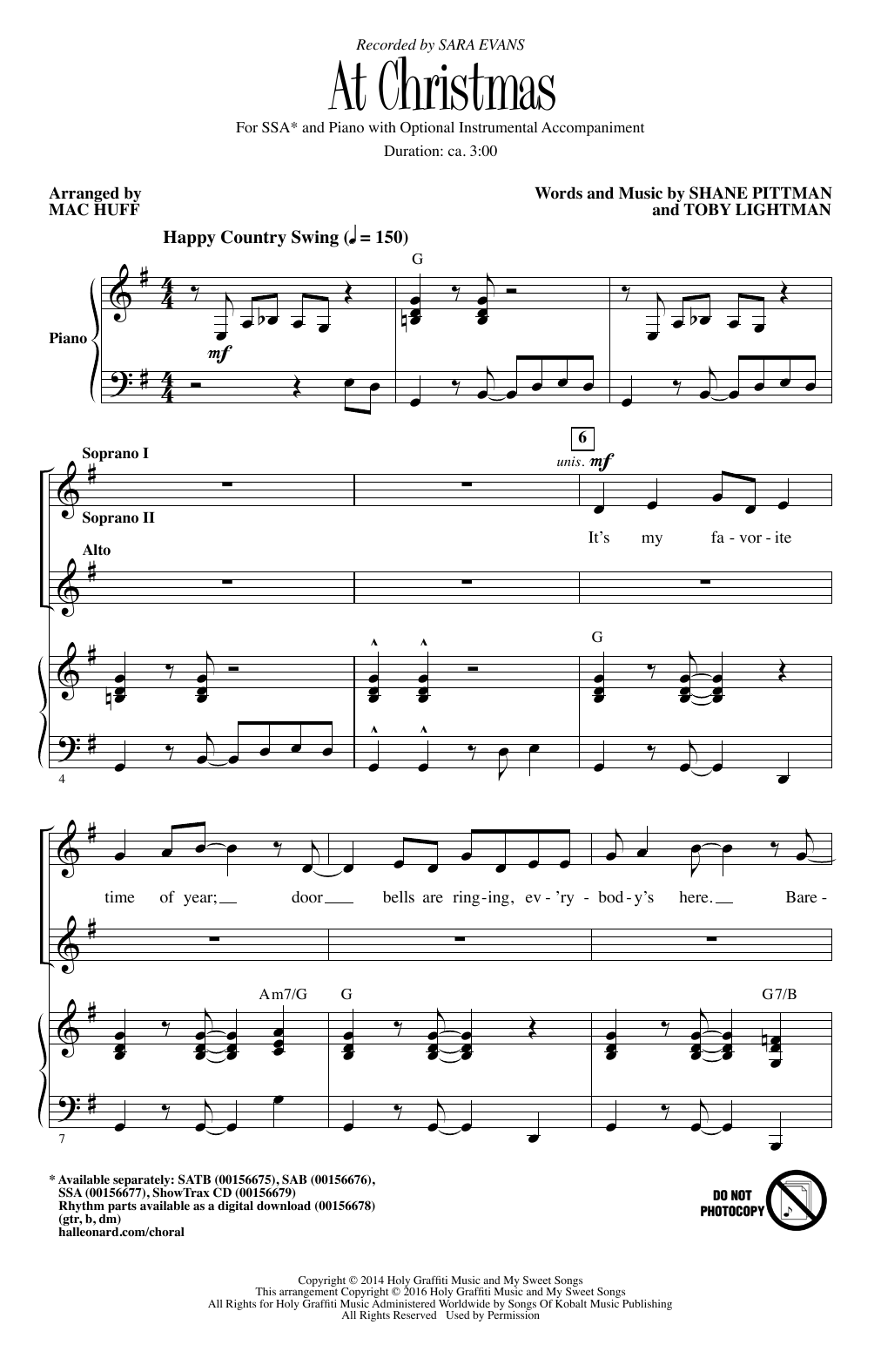 Produktgalerie: Seite 1 von 1 At Christmas (arr. Mac Huff), Sara Evans, Chor