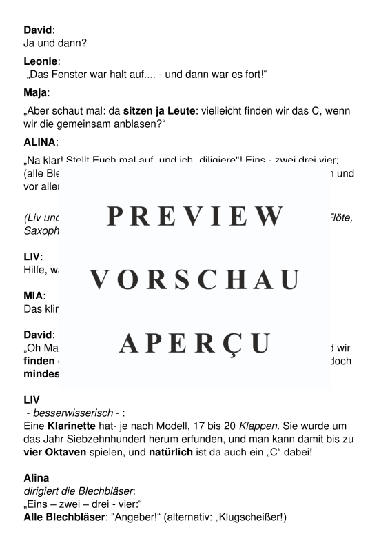 Product gallery: Page 4 of 5 C gesucht - Vorstellung der Bläserklasse, Bläserklasse 2025 des Musikvereins Obergrombach, Short Theatrical Piece To Introduce The Wind Band Class
