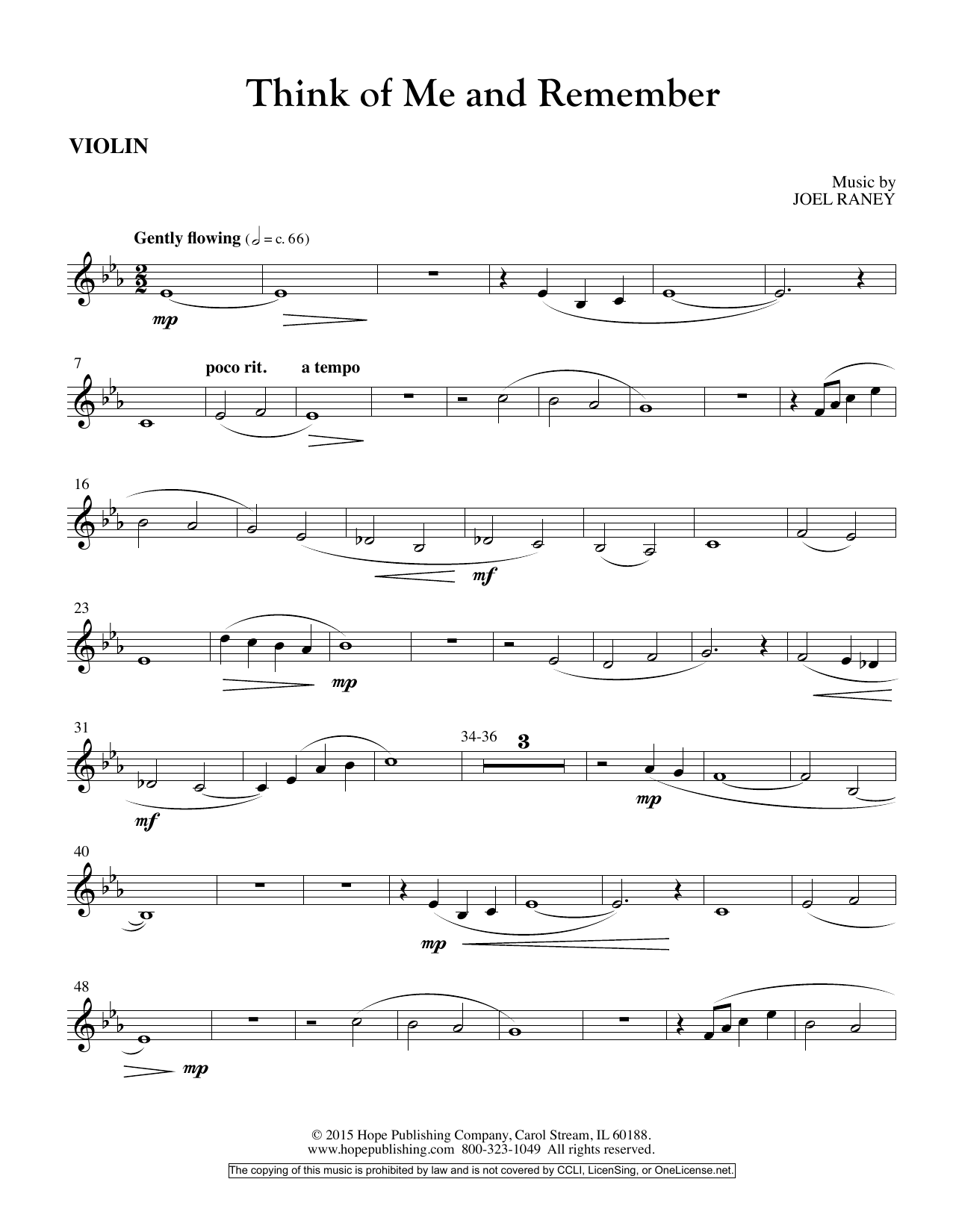 Product picture to: Think Of Me And Remember - Violin