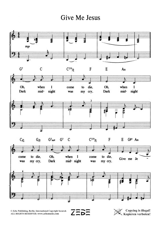 gallery: Give Me Jesus, , Voice and Piano