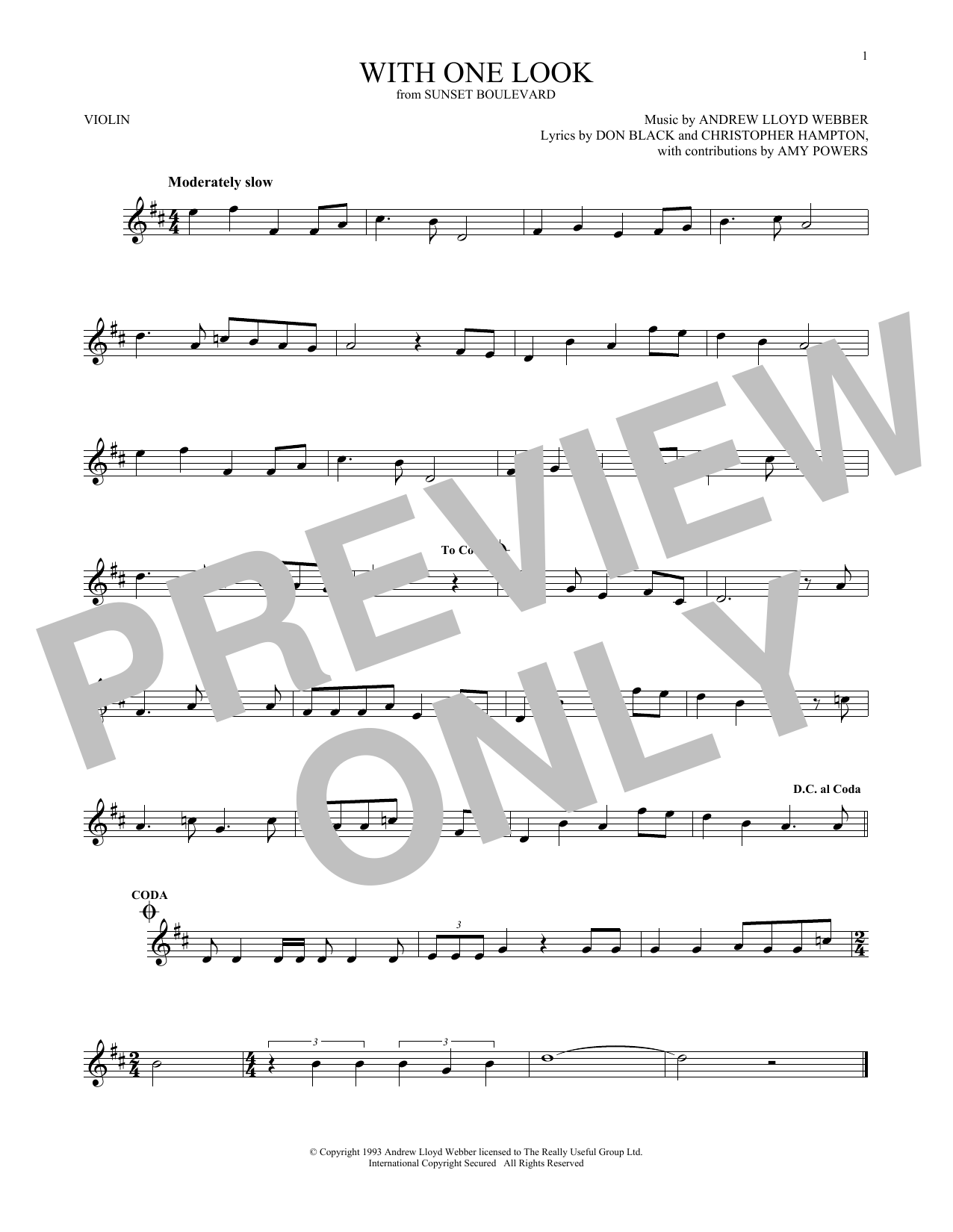 Product gallery: Page 1 of 1 With One Look, Andrew Lloyd Webber