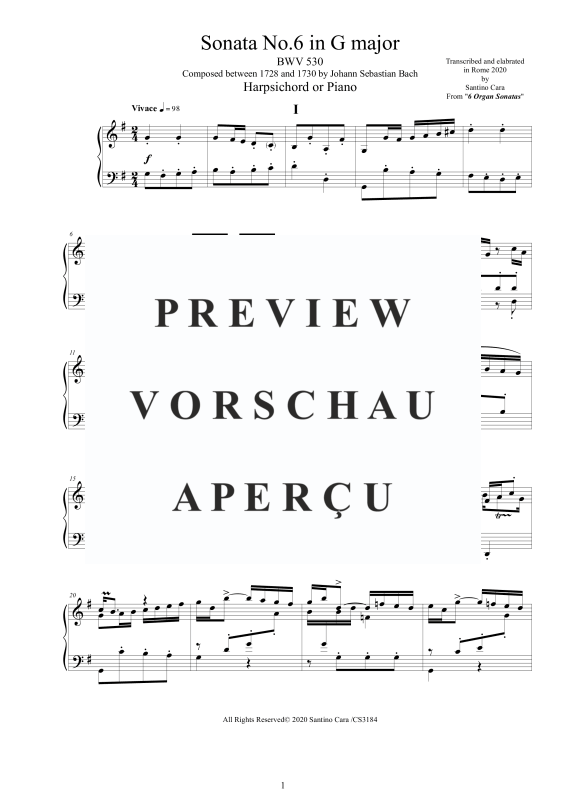 Product gallery: Page 2 of 11 Sonata No.6 in G-Dur BWV 530, , Harpsichord/Solo Piano