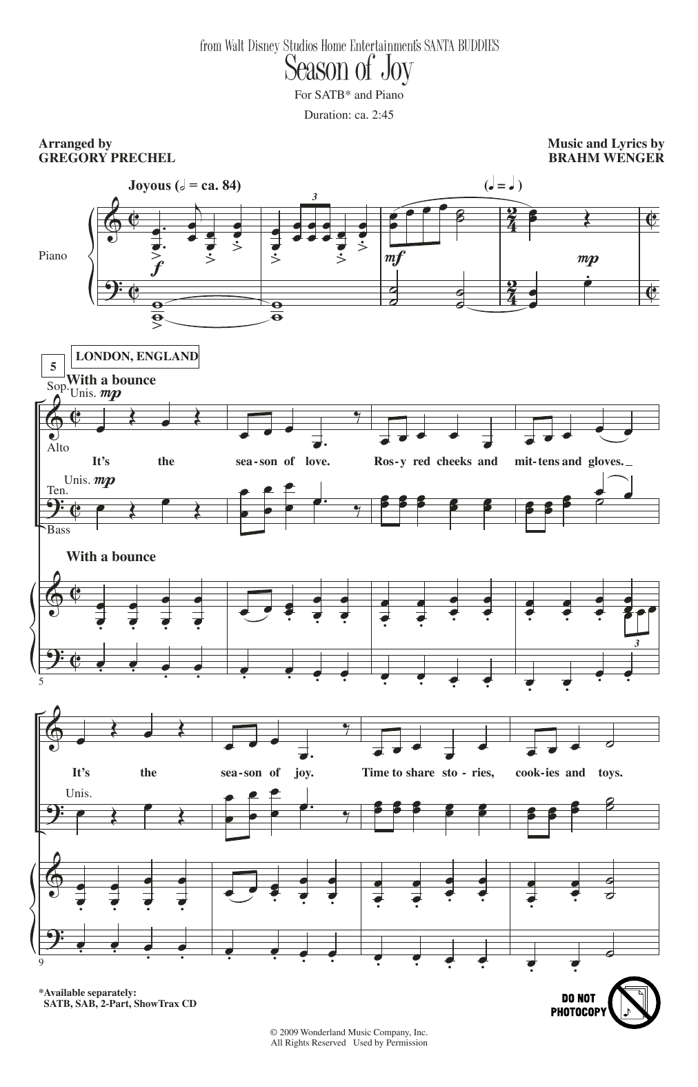 Product gallery: Page 1 of 1 Season Of Joy (from Santa Buddies) (arr. Gregory Prechel), Brahm Wenger