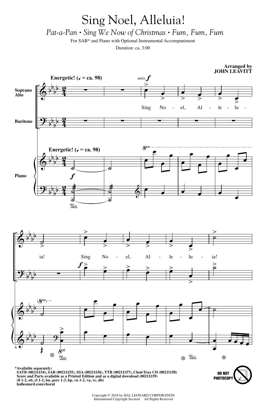 Product gallery: Page 1 of 1 Sing Noel, Alleluia!, John Leavitt