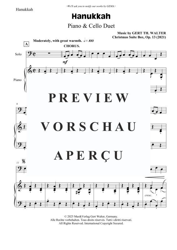 Produktgalerie: Seite 2 von 8 Hanukkah, , Violoncello und Klavier