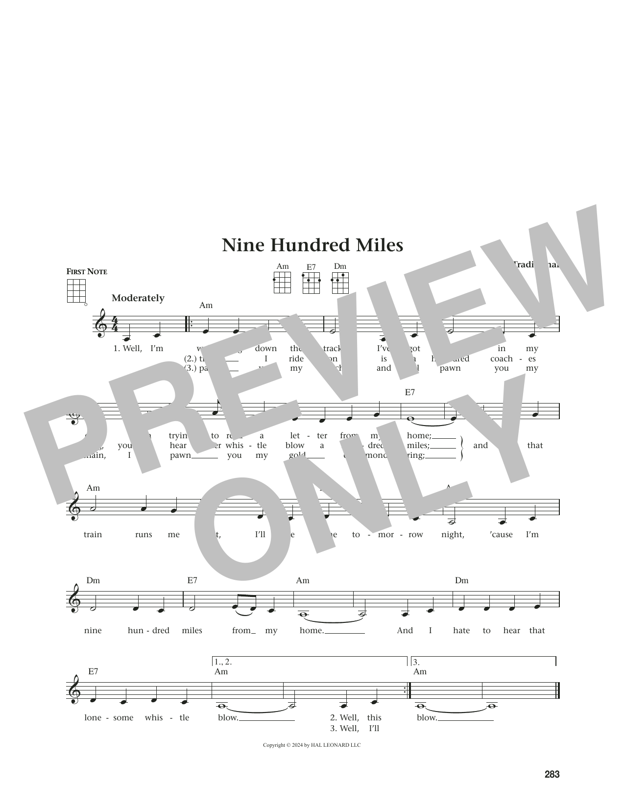 Produktgalerie: Seite 1 von 1 Nine Hundred Miles (from The Daily Ukulele) (arr. Jim Beloff), Traditional, Ukulele