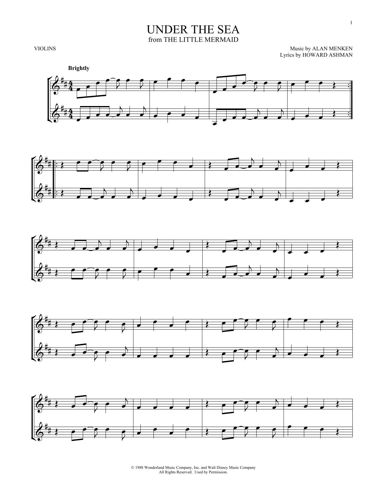 Product gallery: Page 1 of 1 Under The Sea (from The Little Mermaid), Alan Menken & Howard Ashman
