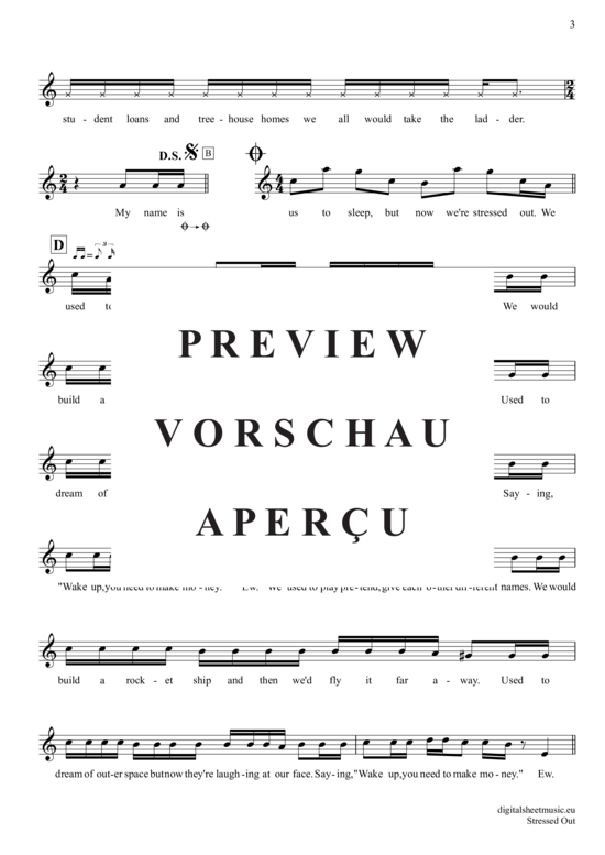 Produktgalerie: Seite 4 von 5 Stressed Out , Twenty One Pilots, (Oboe)