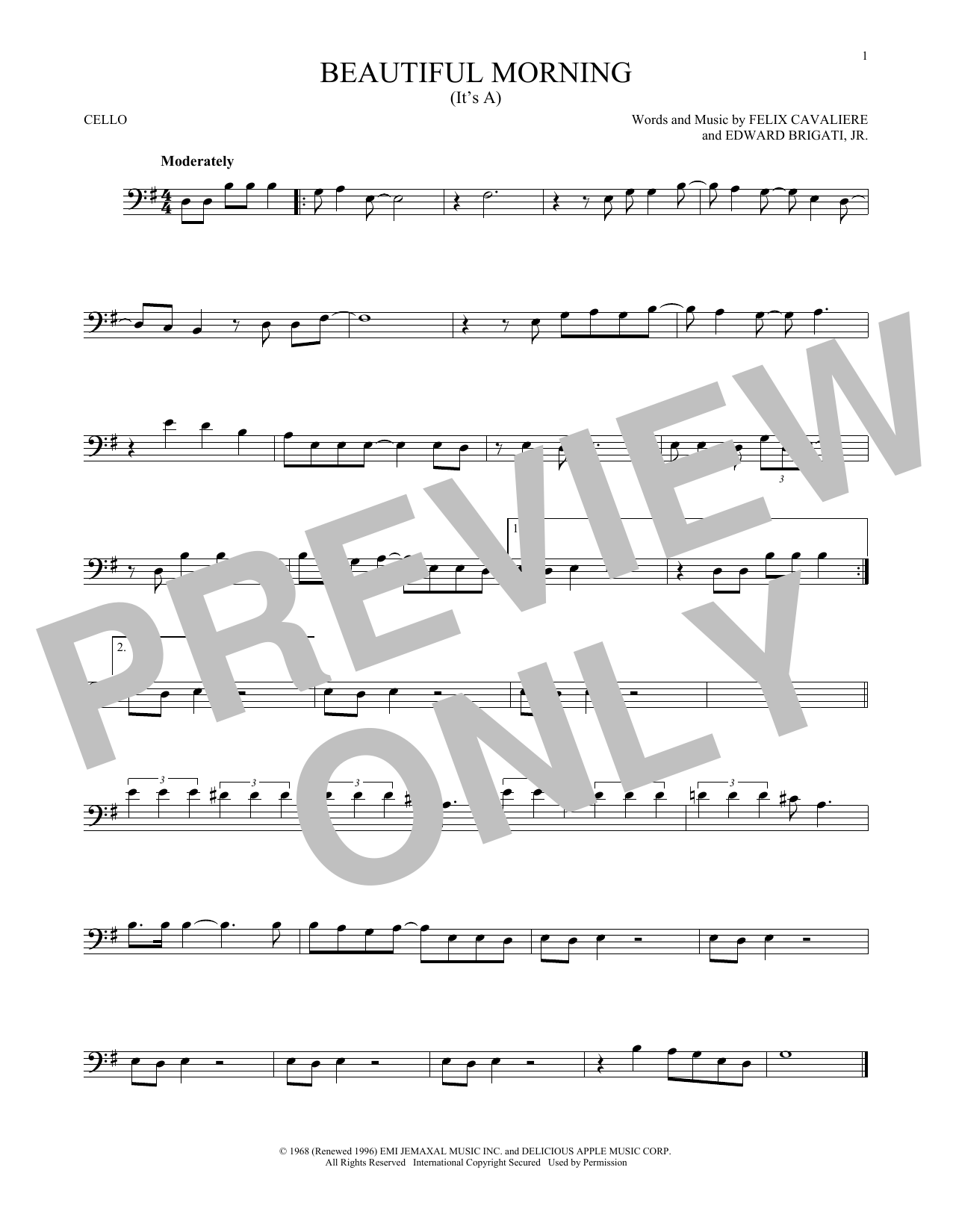 Produktgalerie: Seite 1 von 1 (It's A) Beautiful Morning, The Rascals, Violoncello