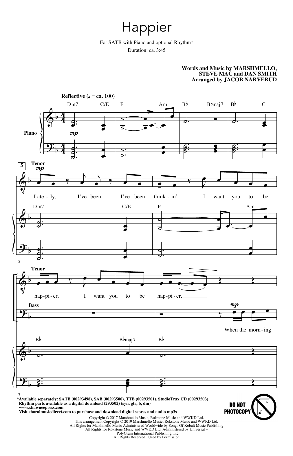 Product picture to: Happier (arr. Jacob Narverud)