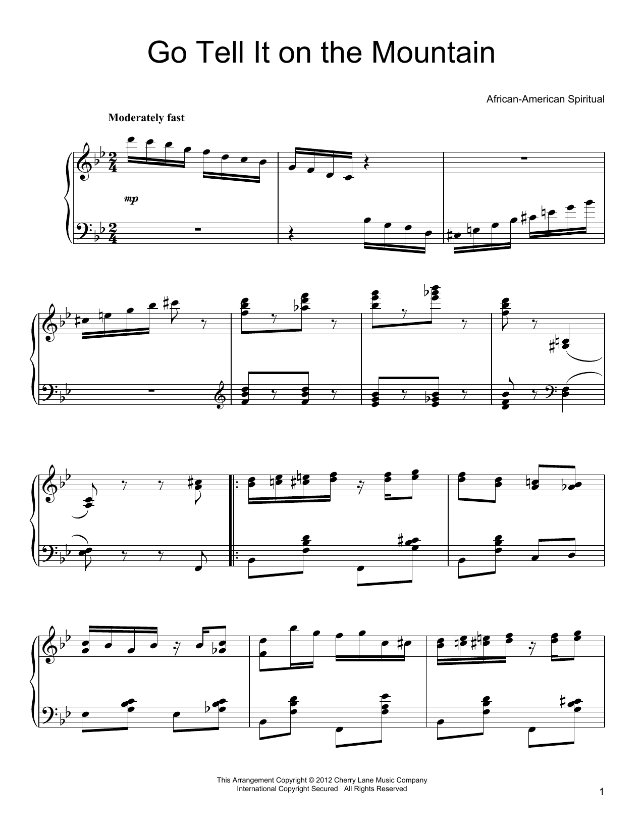 Product gallery: Page 1 of 1 Go, Tell It On The Mountain [Ragtime version], John W. Work, Jr.