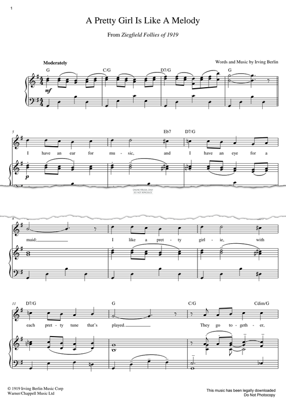 Produktgalerie: Seite 1 von 1 A Pretty Girl Is Like A Melody, Irving Berlin, Gesang, Klavier